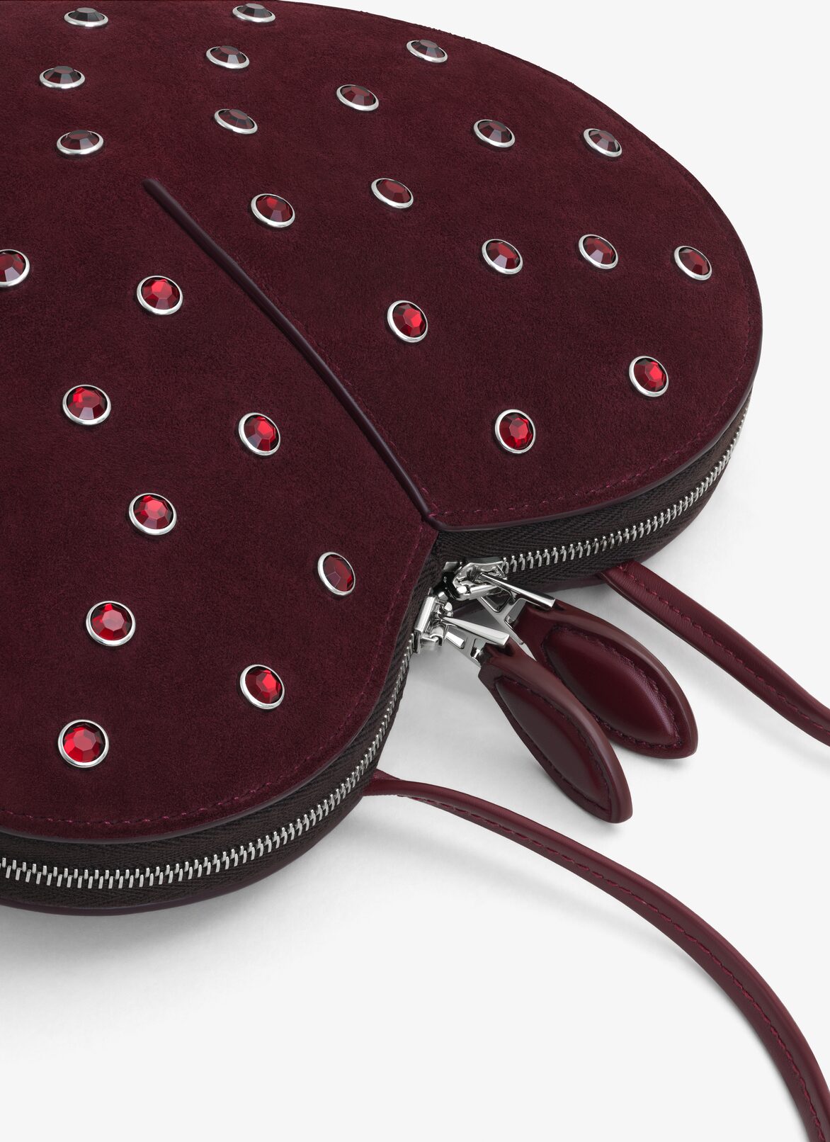 BORSA LE CŒUR IN PELLE DI CAPRA SCAMOSCIATA CON STRASS ALAÏA BORSA LE CŒUR IN PELLE DI CAPRA SCAMOSCIATA CON STRASS ROSSO GRANATO
